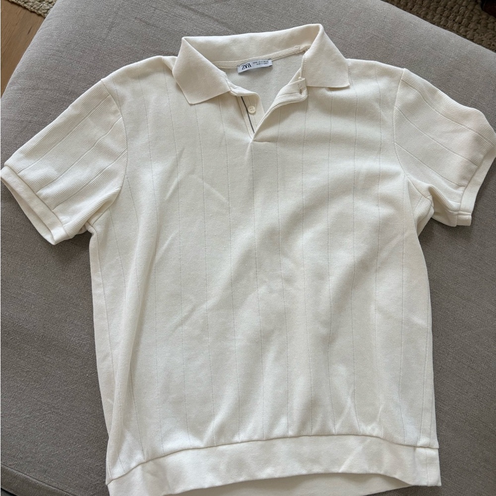 Zara Off-White Knit Polo